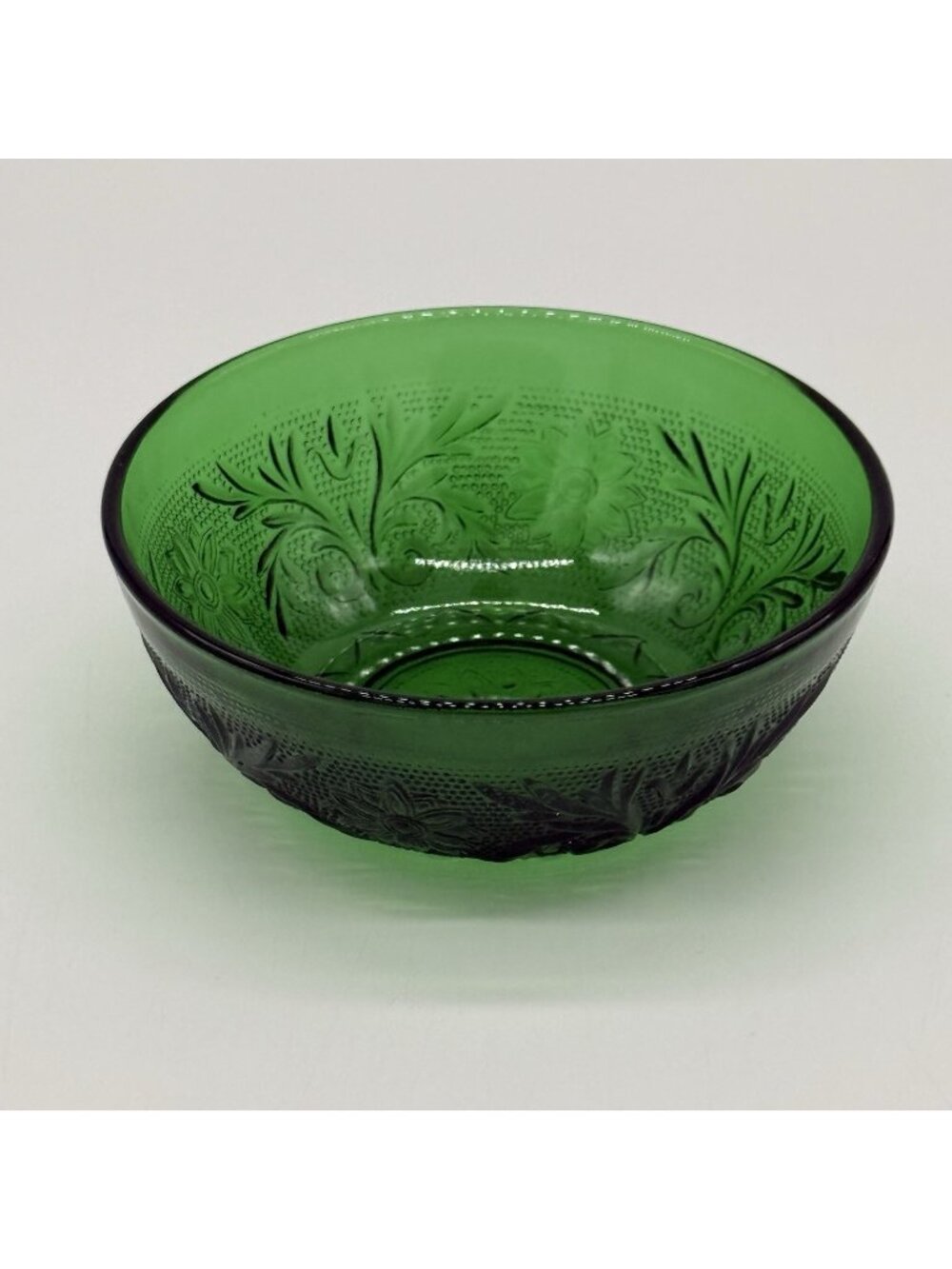 Vintage Anchor Hocking Forest Green Sandwich Glass-Berry Bowl-4 1/4"